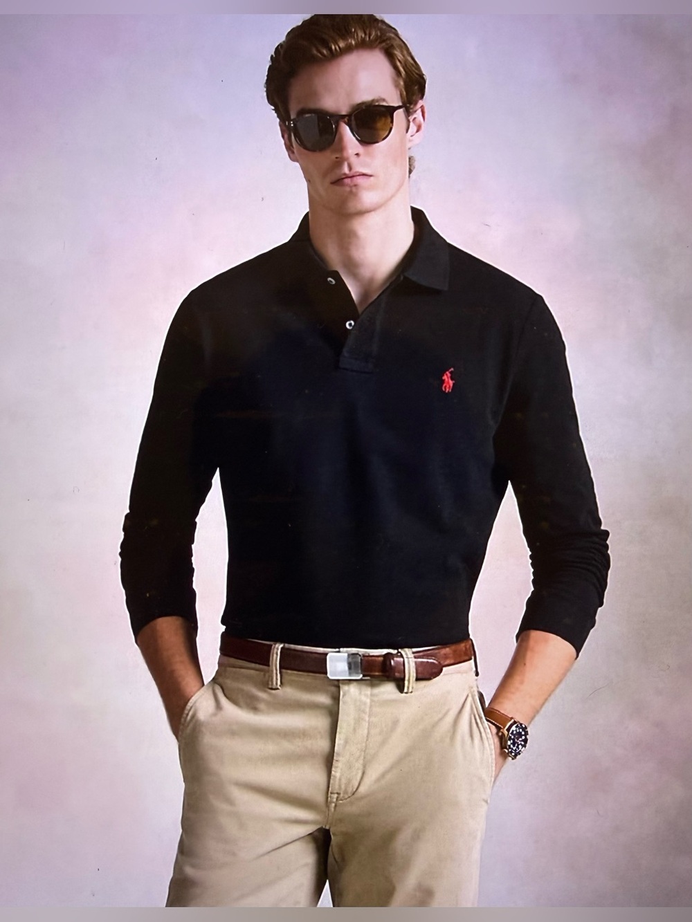Polo Ralph Lauren Mesh Long Sleeve Polo Slim Fit Shirt